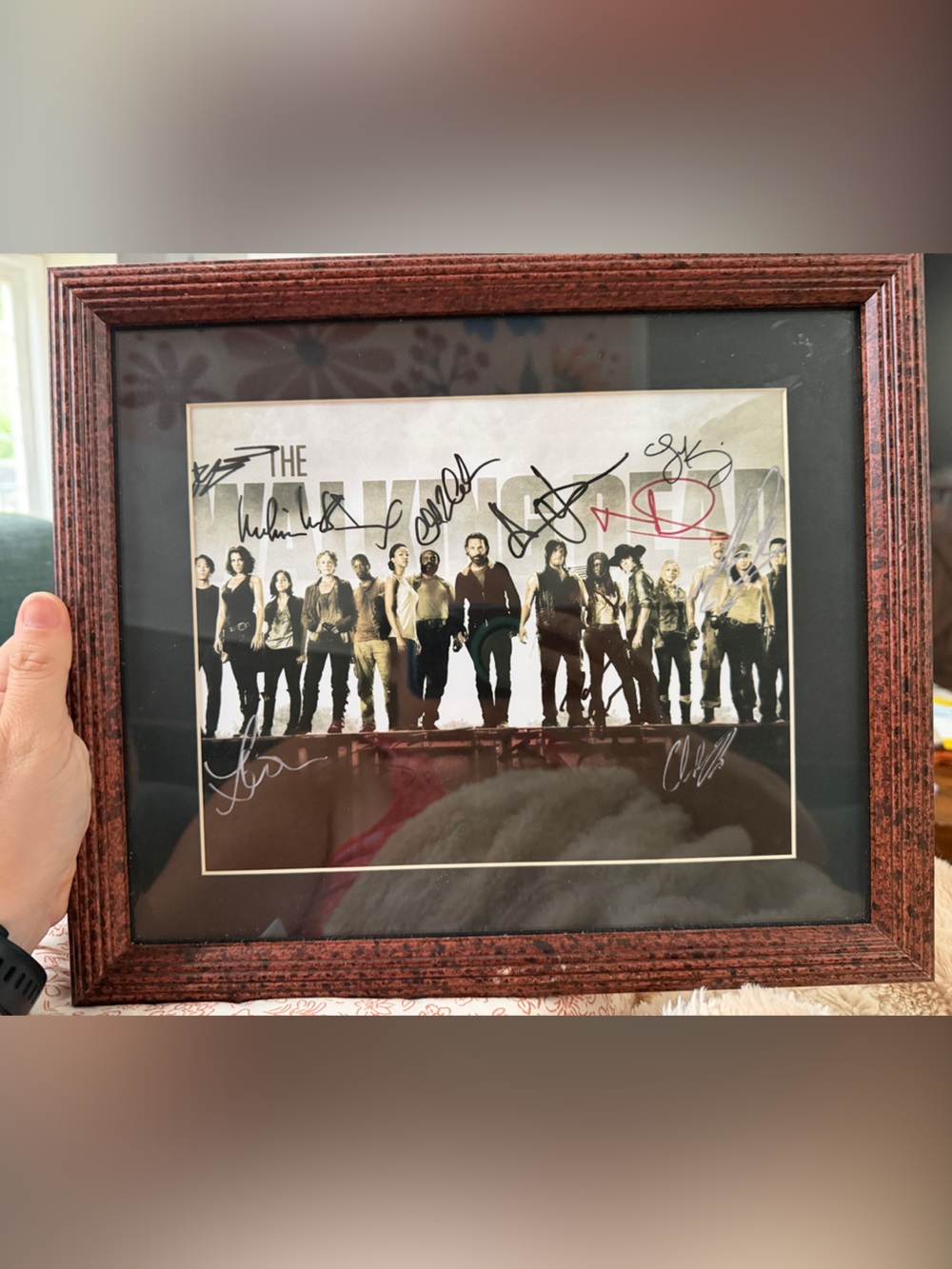 Framed walking dead poster. Signed